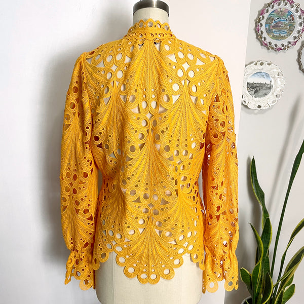 J. Brooks Boutique openwork fan lace jacket - size large - NextStage Vintage