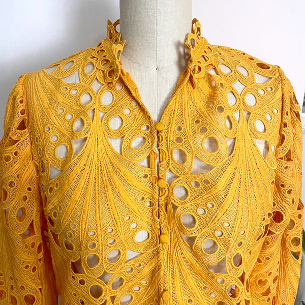 J. Brooks Boutique openwork fan lace jacket - size large - NextStage Vintage