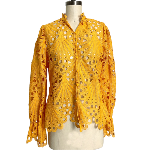 J. Brooks Boutique openwork fan lace jacket - size large - NextStage Vintage