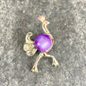 Peacock cabochon belly brooch - vintage 1950s bird pin - NextStage Vintage