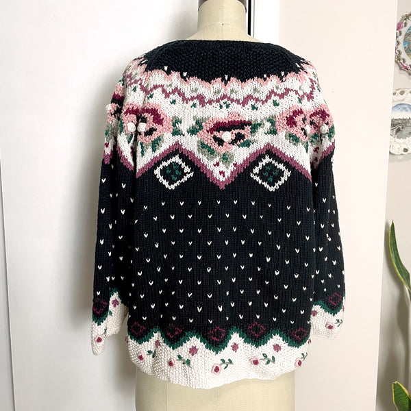 90s Jennifer Reed cottagecore floral pullover sweater - size large - NextStage Vintage