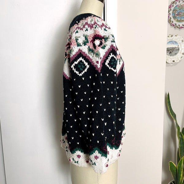 90s Jennifer Reed cottagecore floral pullover sweater - size large - NextStage Vintage
