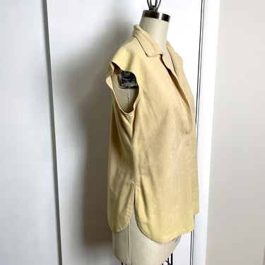 1970s vintage sleeveless tan suede cloth top - size medium - NextStage Vintage