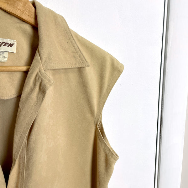 1970s vintage sleeveless tan suede cloth top - size medium - NextStage Vintage