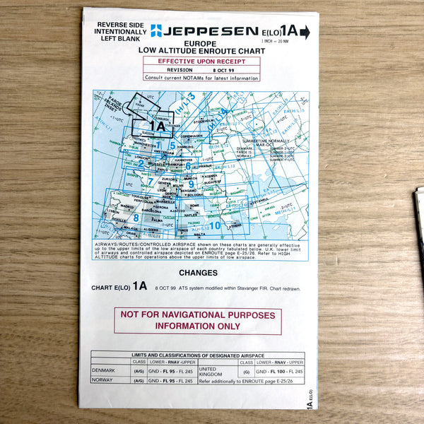 Jeppesen US high altitude Europe low altitude enroute charts - lot of 6 - vintage