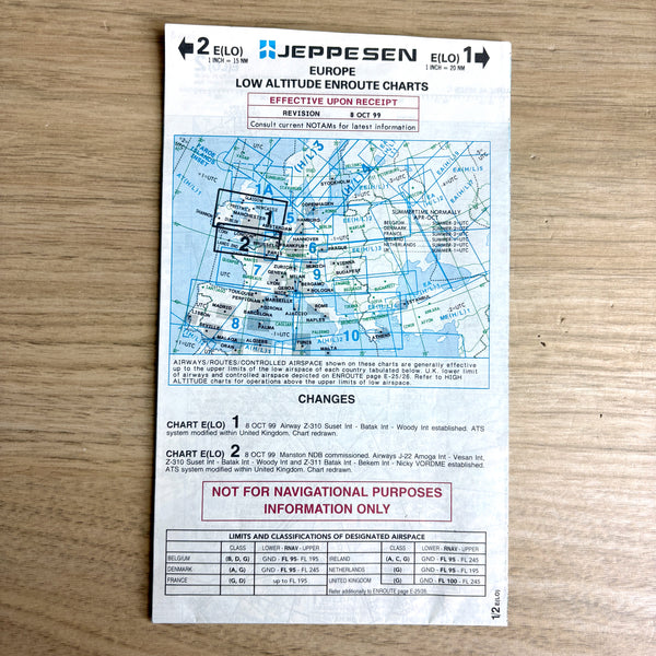 Jeppesen US high altitude Europe low altitude enroute charts - lot of 6 - vintage