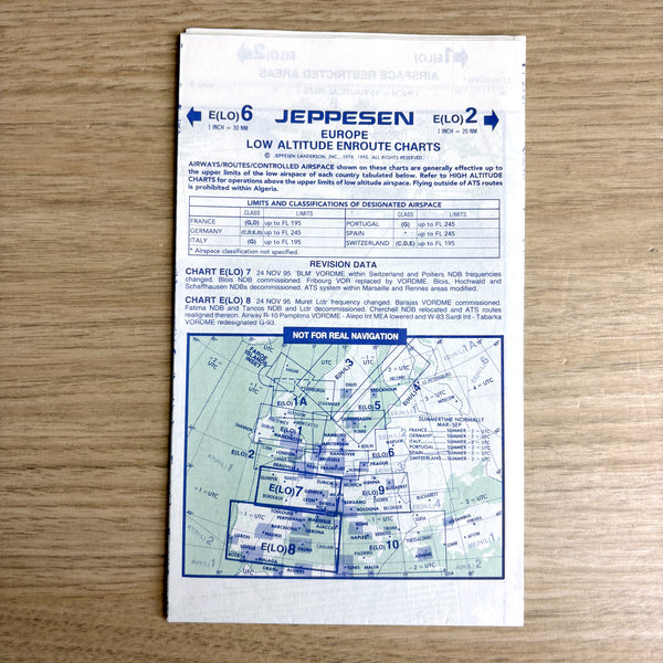 Jeppesen US high altitude Europe low altitude enroute charts - lot of 6 - vintage