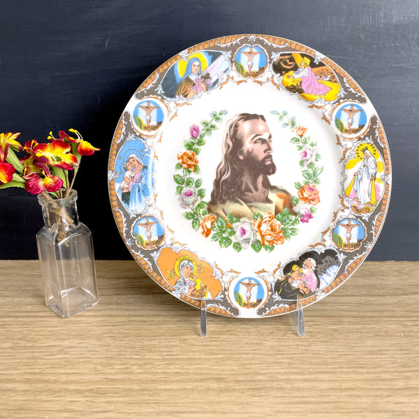 Life of Jesus religious scenes plate - 1960s vintage