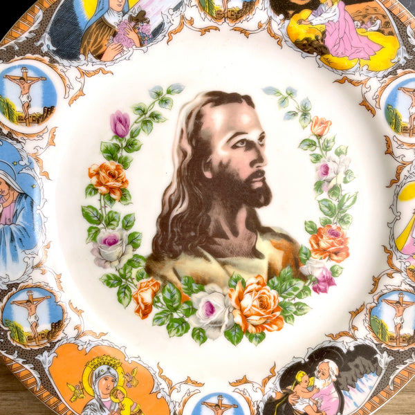 Life of Jesus religious scenes plate - 1960s vintage