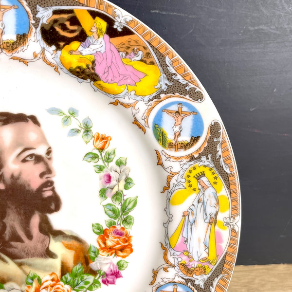 Life of Jesus religious scenes plate - 1960s vintage