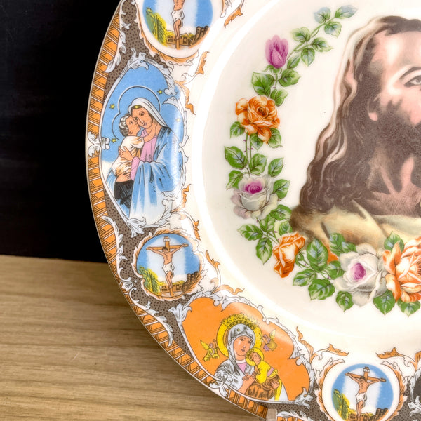 Life of Jesus religious scenes plate - 1960s vintage