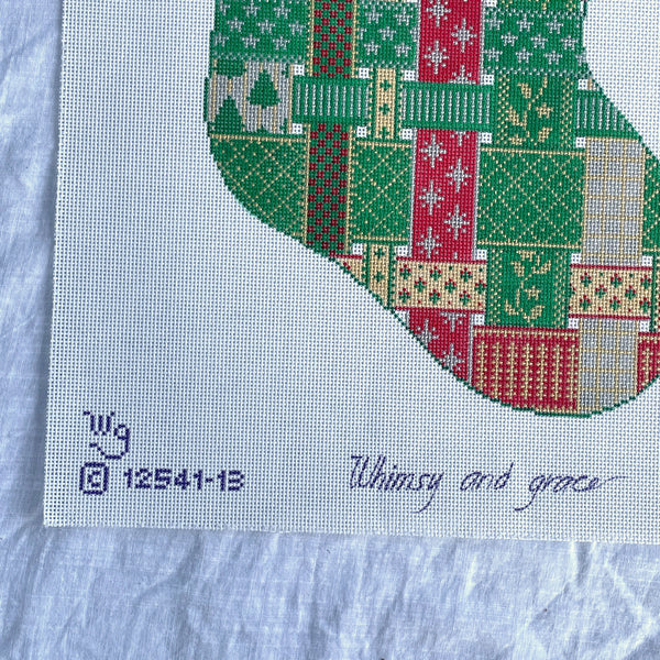 Whimsy and Grace Joan's Stocking - 13ct needlepoint canvas # 12541-13 - NextStage Vintage