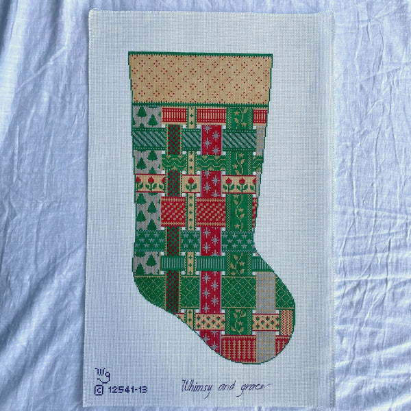 Whimsy and Grace Joan's Stocking - 13ct needlepoint canvas # 12541-13 - NextStage Vintage