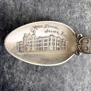Joliet IL High School Sterling Spoon - Antique 1900s Souvenir - NextStage Vintage