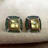 Judith Ripka Gold Vermeil Gemstone Earrings Canary Yellow & Green Halo - NextStage Vintage