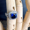 Judith Ripka Silver Rhodium Plated Ring - Lab Blue Sapphire and CZ - Size 6 - NextStage Vintage