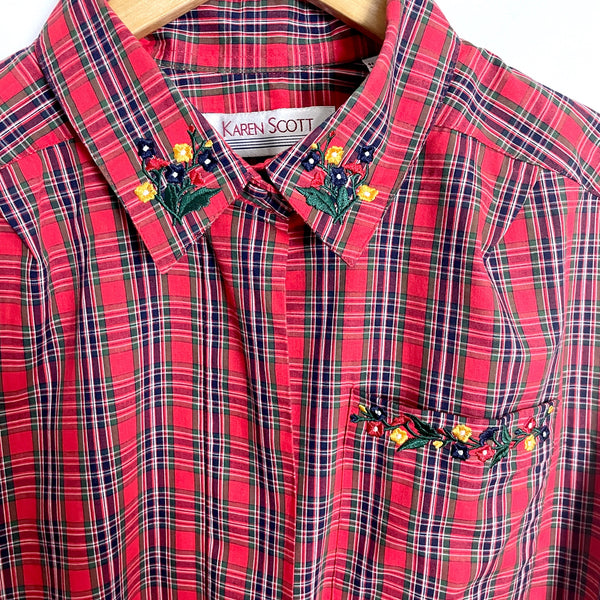 90s vintage plaid shirt with embroidery - size large - NextStage Vintage