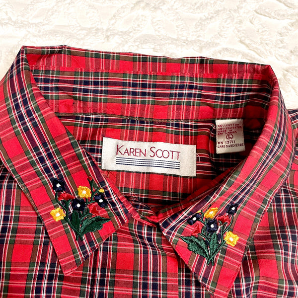 90s vintage plaid shirt with embroidery - size large - NextStage Vintage