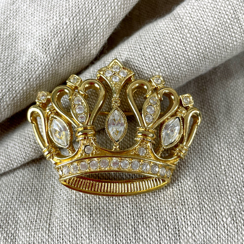 Kenneth Jay Lane for Avon crown brooch - 1980s vintage