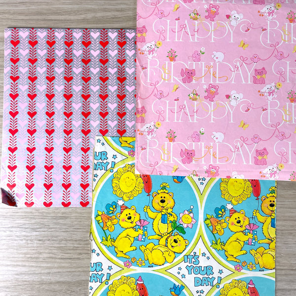 Flat fold gift wrap sheets - children's themes - 1980s vintage - NextStage Vintage