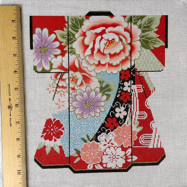 Lee's Needle Arts Blossoms on Red large kimono needlepoint canvas - SPM349 - NextStage Vintage