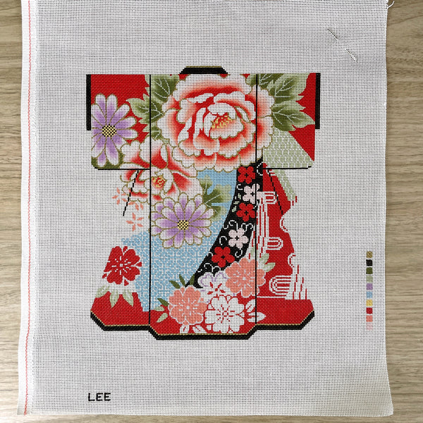 Lee's Needle Arts Blossoms on Red large kimono needlepoint canvas - SPM349 - NextStage Vintage