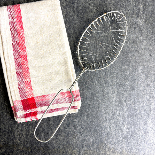 Twisted wire spoon whisk egg beater strainer - 1930s vintage multi-use kitchen tool