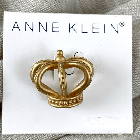 Anne Klein AK gold crown pin - 1980s vintage - NextStage Vintage