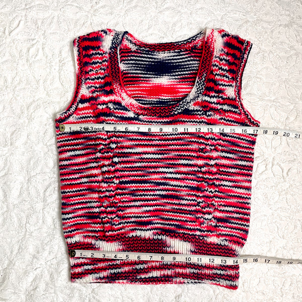 Red, white and blue ombre cable knit pullover vest - size M - NextStage Vintage