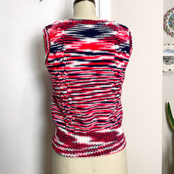 Red, white and blue ombre cable knit pullover vest - size M - NextStage Vintage