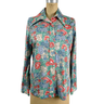 Vintage 70s Floral Blouse Long Sleeve Button Front Shirt Liberty-Style Print Womens Small Polyester Knit Top - NextStage Vintage