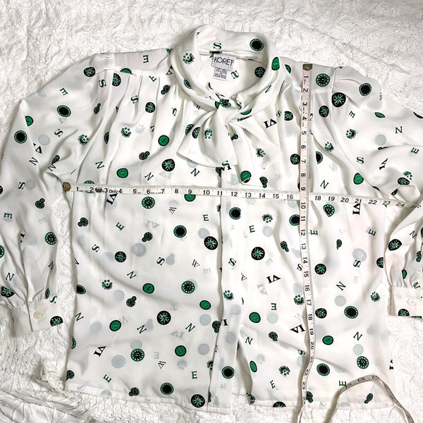 1980s compass, moon and stars pattern button down blouse - size 14 - NextStage Vintage