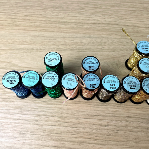 25 Kreinik Metallic #16 medium braid PARTIAL spools - NextStage Vintage