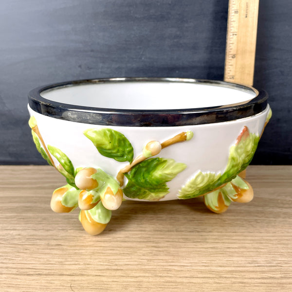 Kumquat Musterschulz majolica salad bowl - vintage 1920s serving - NextStage Vintage