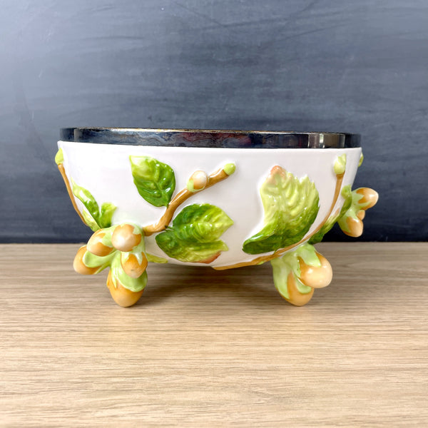 Kumquat Musterschulz majolica salad bowl - vintage 1920s serving - NextStage Vintage