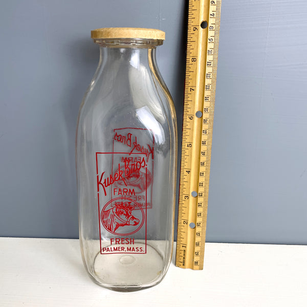 Kusek Bros Farm milk bottle - Palmer, MA - vintage bottle - NextStage Vintage