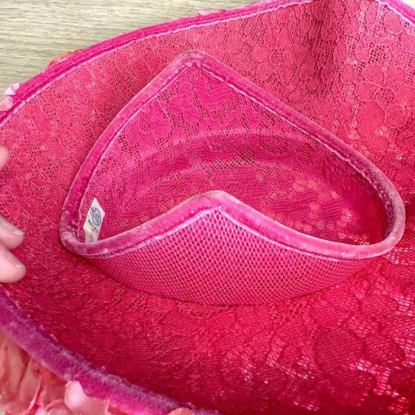 Vintage 1950s Floral Ladies Hat with Velvet Ribbon & Silk Flowers – Union Made – G. Fox & Co. Box