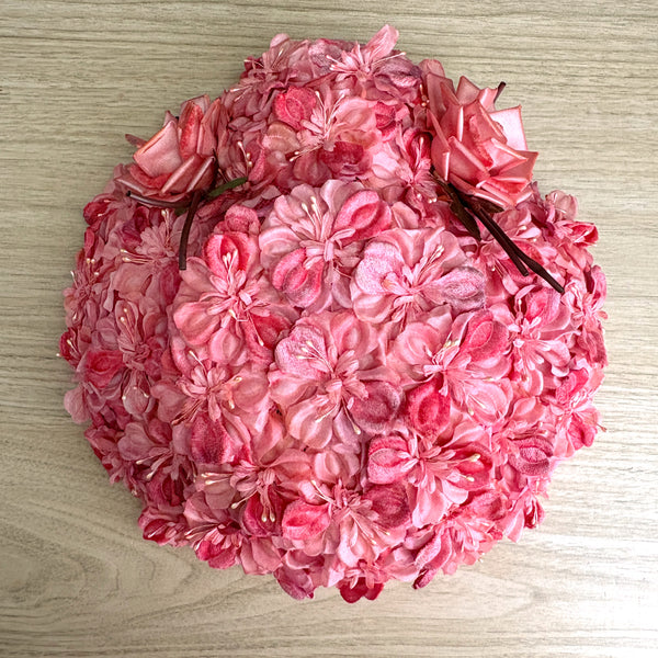 Vintage 1950s Floral Ladies Hat with Velvet Ribbon & Silk Flowers – Union Made – G. Fox & Co. Box