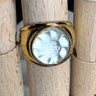 Lalique France Helianthus Sunflower Crystal Ring Gold Vermeil Sz 6.5 - NextStage Vintage
