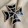 Landau crystal and black enamel / resin Maltese Cross brooch - NextStage Vintage