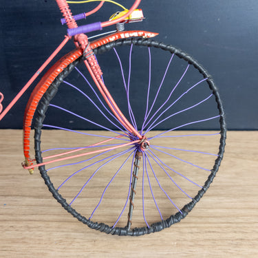 African Folk Art Bicycle Sculpture - Recycled Upcycled Metal and Wire - 15" Road Racing Bike