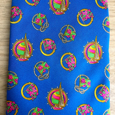 Leonard Paris 100% silk wide nautical tie - design No. 123 - NextStage Vintage