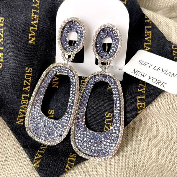 Suzy Levian sterling and cubic zirconia pavé pierced earrings - NextStage Vintage