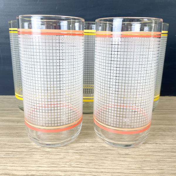 Libbey frosted grid tumblers - set of 5 - 1980s vintage - NextStage Vintage