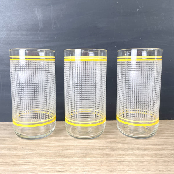 Libbey frosted grid tumblers - set of 5 - 1980s vintage - NextStage Vintage