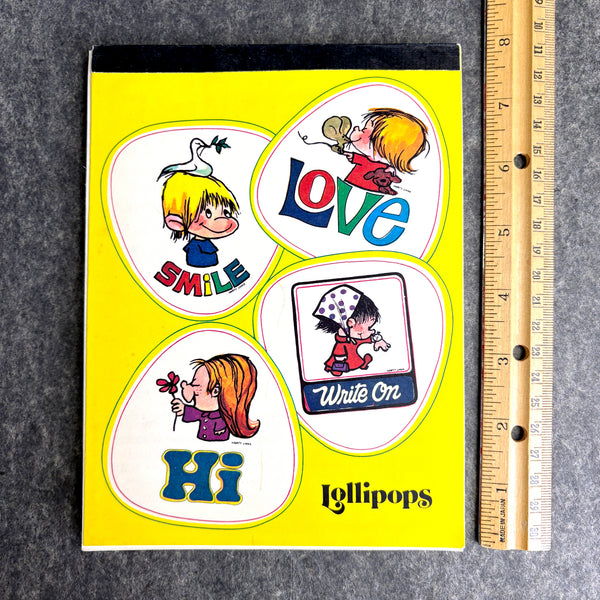 1970s Marty Links Lollipops note pad - vintage 70s art stationery