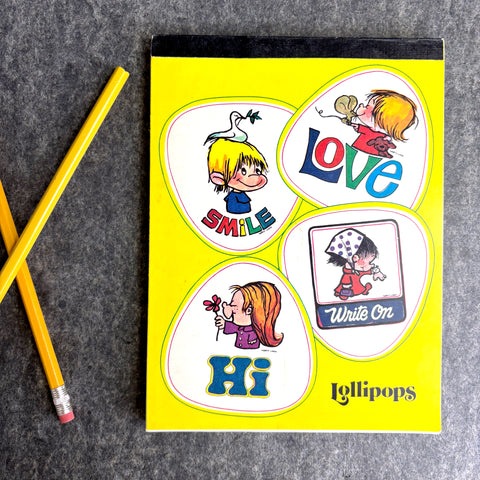 1970s Marty Links Lollipops note pad - vintage 70s art stationery