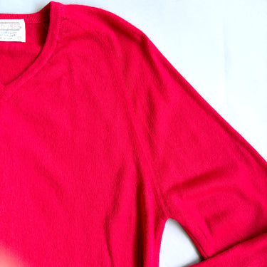 Vintage 1960s Lord Jeff Red Orlon Pullover Sweater — Raglan V-Neck, USA Made, Sz M - NextStage Vintage
