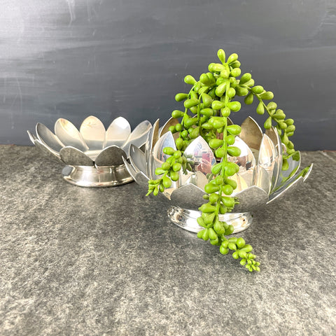 Reed and Barton water lily centerpiece and companion bowl - 1980s vintage - NextStage Vintage