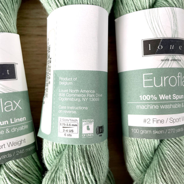 Louet Euroflax linen yarn - 3 skeins - seafoam green - NextStage Vintage